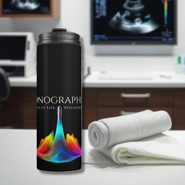 Garrafa Térmica Ondas de Ultrassom Coloridas por Sonógrafo (Sonographer-Colorful Ultrasound Waves Thermal Tumbler)