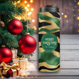 Garrafa Térmica Ondas Douradas brilhantes verdes a preto