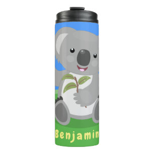 Garrafa Térmica Óptica de desenho animado, feliz e bonito