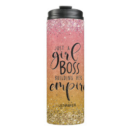 Garrafa Térmica Orange Glitter Girl Boss Name Building Empire