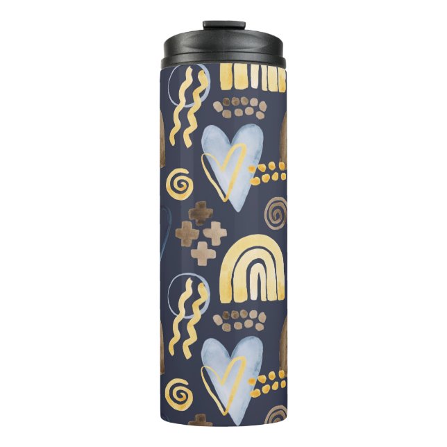 Garrafa Térmica Orgânico forma um padrão ingênuo com arco-íris, co (Frente)