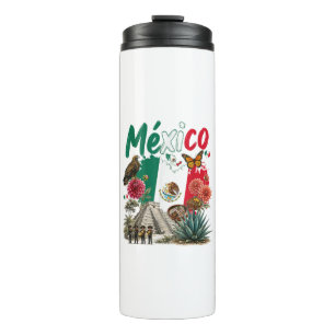 Garrafa Térmica Orgulho do Patrimônio Mexicano Bandeira Mexicana