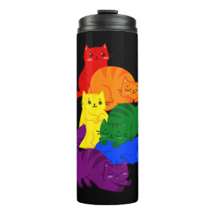 Garrafa Térmica Orgulho gay Cat LGBT Ally Kawaii Cats Pile LGBTQ