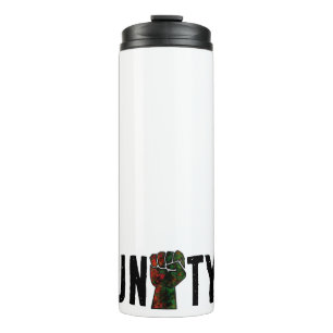Garrafa Térmica orgulho negro punho vermelho verde bandeira pan-af