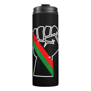 Garrafa Térmica orgulho negro punho vermelho verde bandeira pan-af