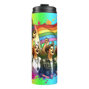 Garrafa Térmica Orgulho   Pessoas e Bandeiras LGBTQIA+ 