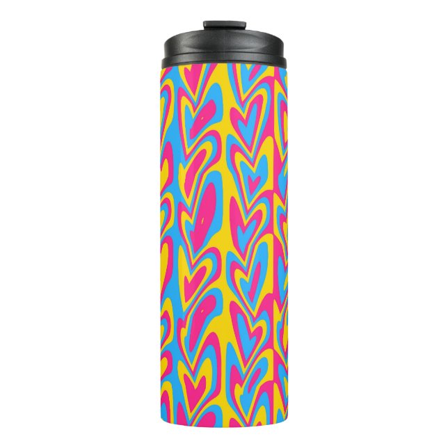 Garrafa Térmica Orgulhos Pansexuais Groovy Trippy Squiggly Quirky  (Frente)