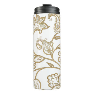 Garrafa Térmica Oriental Floral: Um Étnico Cortado Floreado.