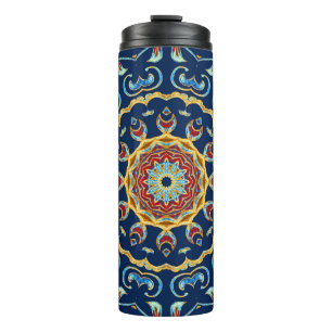 Garrafa Térmica Oriental Watercolor Floral Mandala