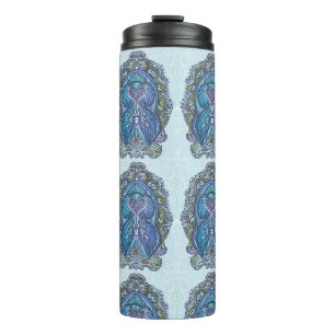 Garrafa Térmica Ornamentado Azul e Teal Mandala Design
