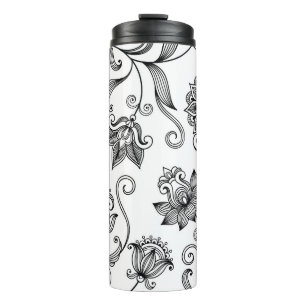 Garrafa Térmica Ornamental Floral: Fundo Decorativo Sem Olho