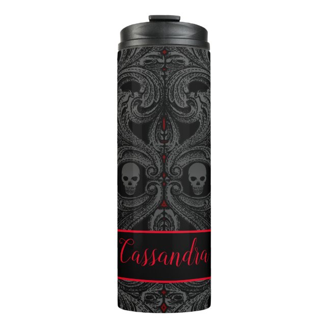 Garrafa Térmica Ornamento de Cinzas de gótico com Personalização d (Frente)