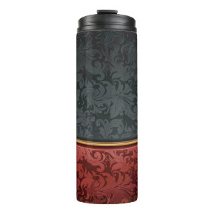 Garrafa Térmica Ornamento do vintage vermelho e preto