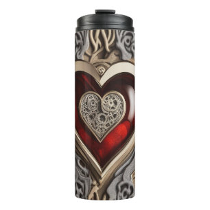Garrafa Térmica Ornamento misterioso com coração vermelho