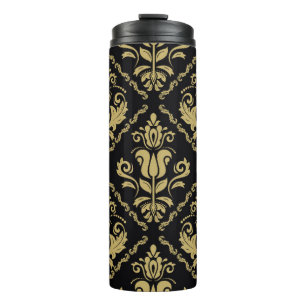 Garrafa Térmica Ornamento perfeito de preto e ouro. Traditi