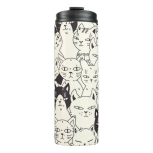 Garrafa Térmica Os gatos desenhados à mão rabiscam um padrão perfe