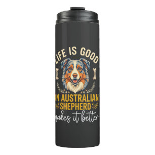 Garrafa Térmica Osso de Cachorro Australian Shepherd Life Is Good