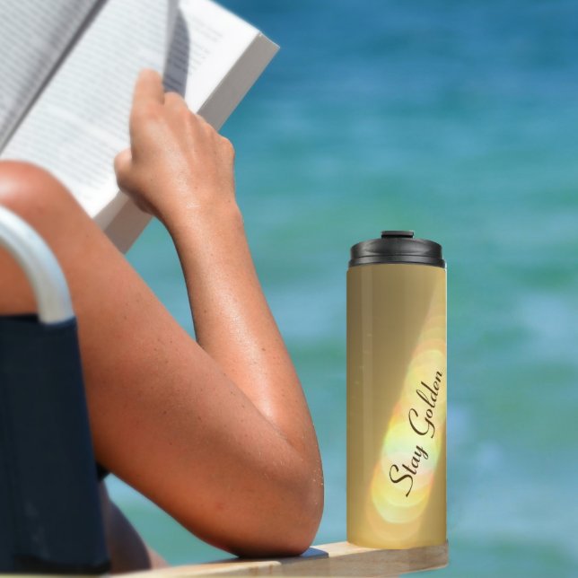 Garrafa Térmica Ouro Elegante Rainbow Personalizável (Criador carregado)