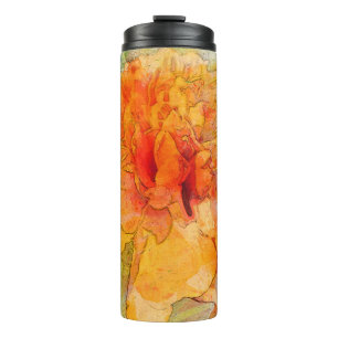Garrafa Térmica Ouro Marigold Flower Watercolor