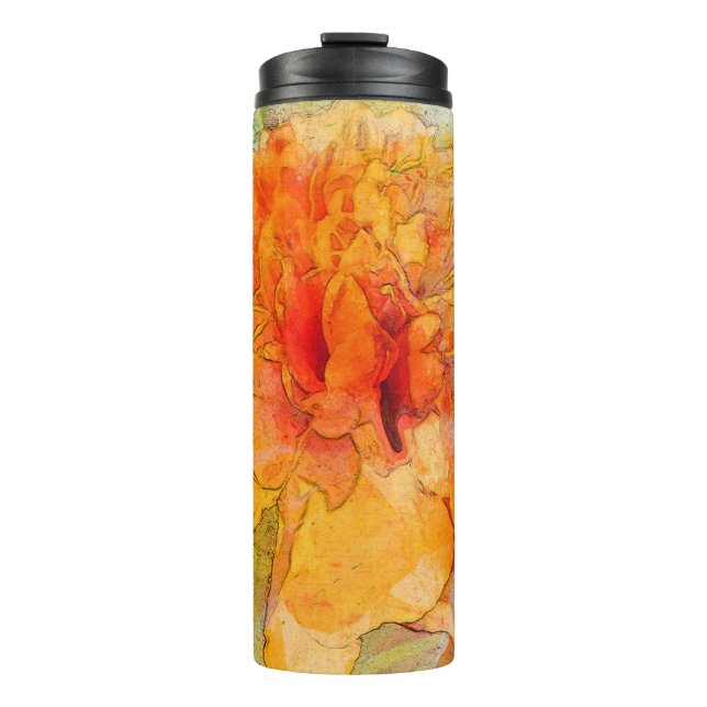 Garrafa Térmica Ouro Marigold Flower Watercolor (Frente)