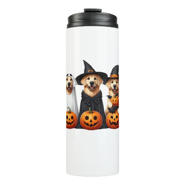Garrafa Térmica Ouro Retriever Ghost Halloween Dog (Frente)