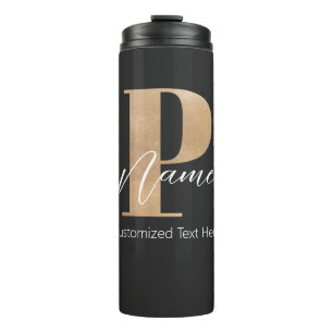 Garrafa Térmica P & Name Iniciais Monogramados Modernos Personaliz