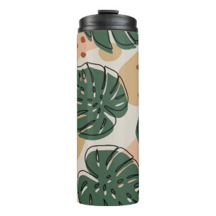 Garrafa Térmica padrão abstrato boho monstera. PA sem costura mod