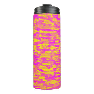 Garrafa Térmica Padrão Abstrato Rosa Laranja Amarelo