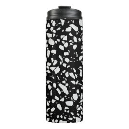 Garrafa Térmica Padrão abstrato Terrazzo Mosaico preto e branco