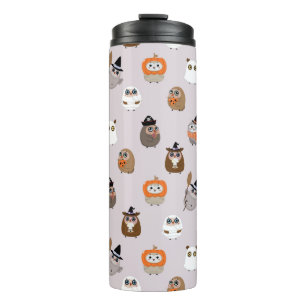 Garrafa Térmica Padrão Adorável das Corujas de Halloween