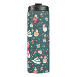 Garrafa Térmica Padrão Adorável de Natal do Snowman
