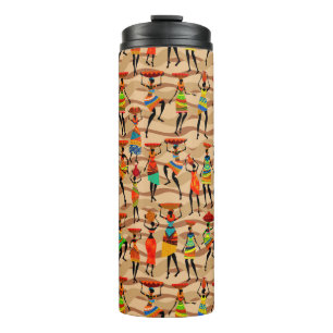Garrafa Térmica Padrão Africano de Mulheres Tribais