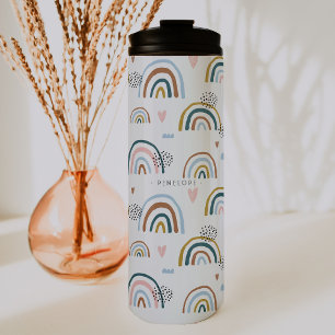 Garrafa Térmica Padrão Alegre de Arco-Íris   Tumbler Monograma