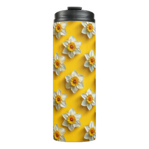 Garrafa Térmica Padrão amarelo de narcisos