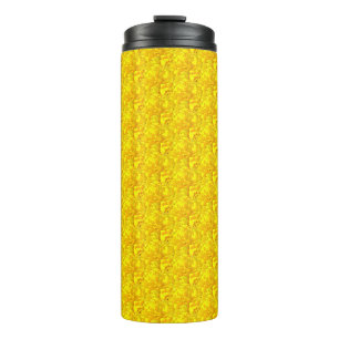 Garrafa Térmica Padrão Amarelo Marigold Floral Sem Vista
