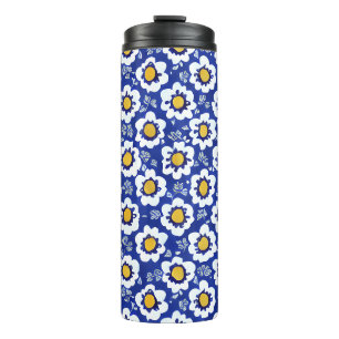 Garrafa Térmica Padrão Árabe Floral Azul