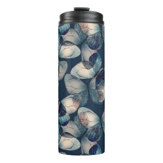 Garrafa Térmica Padrão azul escuro com borboletas