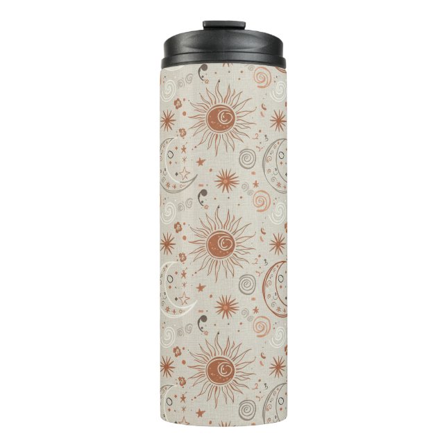 Garrafa Térmica Padrão Boho Sol e Lua (Frente)