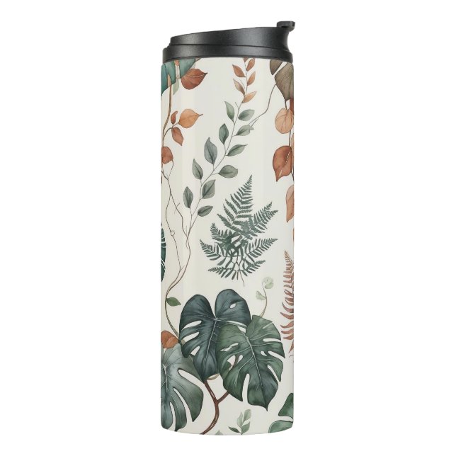 Garrafa Térmica Padrão botânico boho contínuo Flores  (Giro à esquerda)