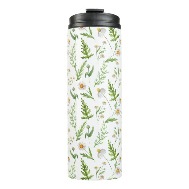 Garrafa Térmica Padrão Botânico da Flor Chamomile (Frente)