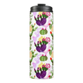 Garrafa Térmica Padrão Botânico de Desenho de Caneta dos Catos Bri