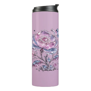 Garrafa Térmica Padrão Botânico Elegante Rosa Poeirento Design