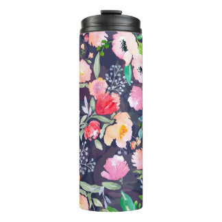 Garrafa Térmica Padrão botânico floral de aquarelas e sem costura 