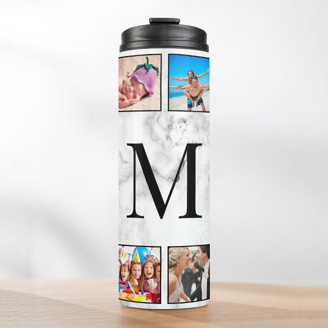 Garrafa Térmica Padrão Branco da Pedra Marble (Criador carregado)