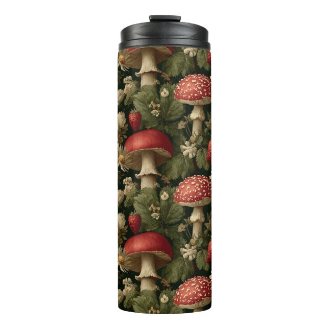 Garrafa Térmica Padrão contínuo com Fly Agaric Vermelho e Flores (Frente)