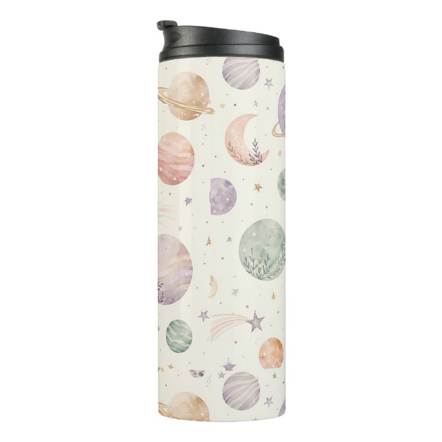 Garrafa Térmica Padrão contínuo de Boho Aquarela Espaço & Planetas (Rotação à direita)