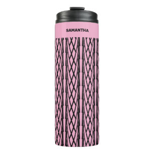 Garrafa Térmica Padrão Cor-de-rosa e preto