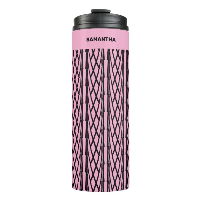 Garrafa Térmica Padrão Cor-de-rosa e preto (Frente)