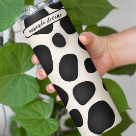 Garrafa Térmica Padrão de Abstrato de Tipografia Preta de Nome Per