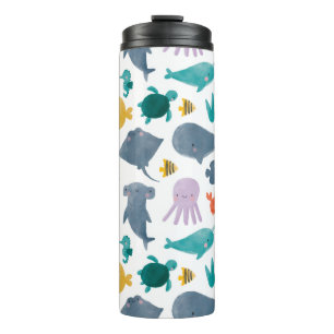 Garrafa Térmica Padrão de Animais do Oceano Cáutico